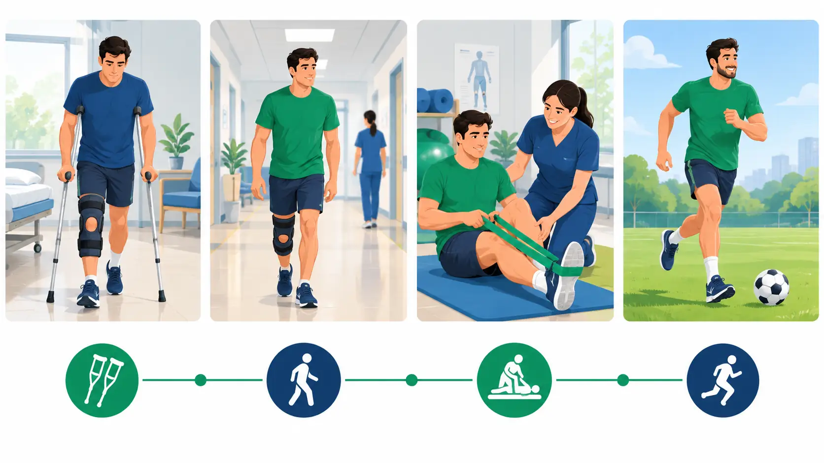 Recovery timeline after ACL reconstruction surgery in India, from crutches to return to sport