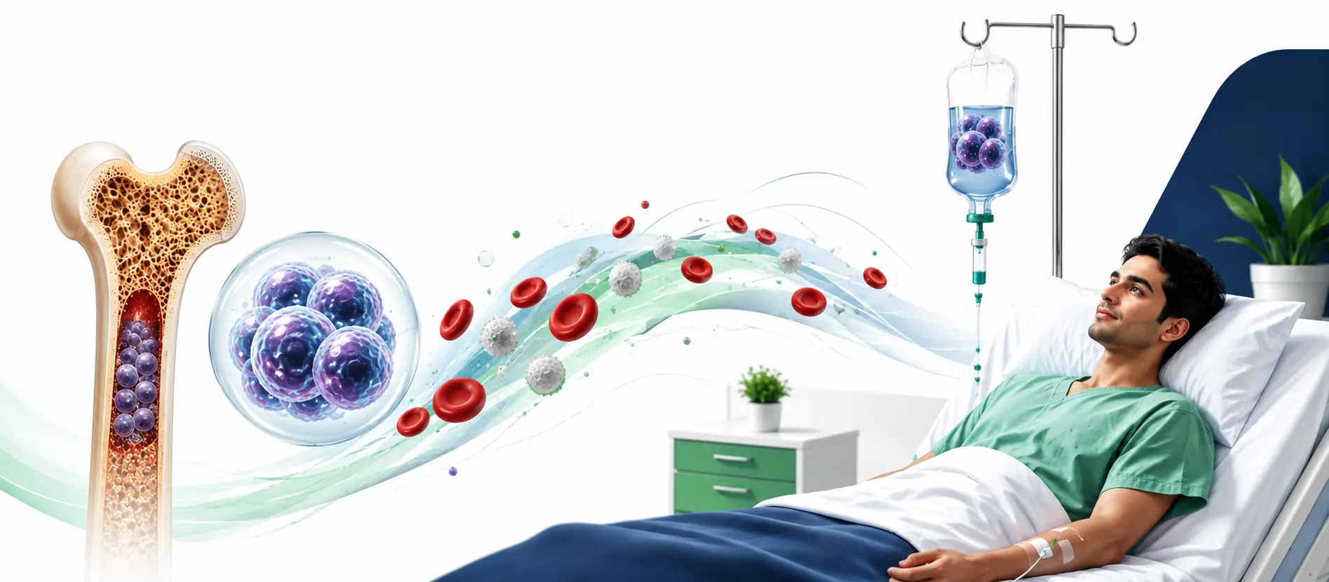 Bone marrow transplant cost in India — stem cells being infused through an IV drip