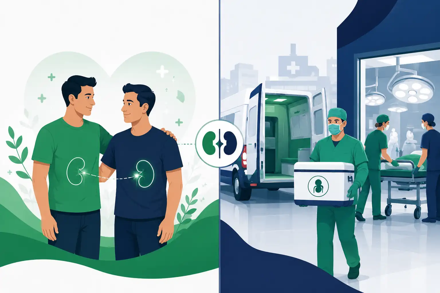 Kidney transplant cost in India — living donor vs deceased donor comparison illustration