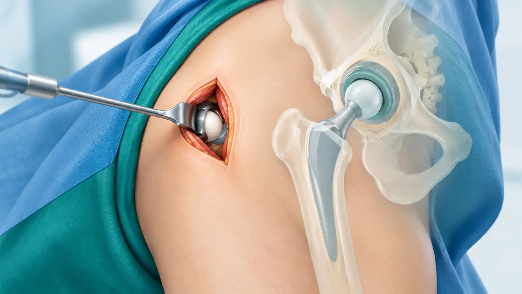 Minimally invasive hip surgery technique that reduces muscle damage