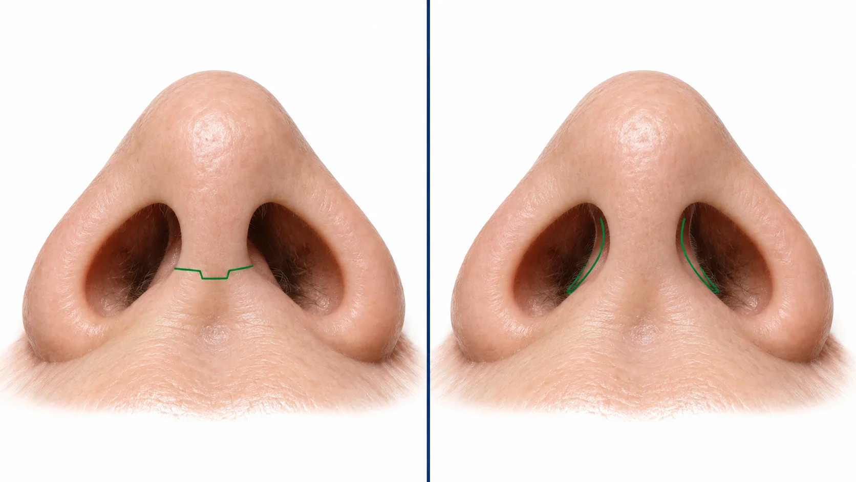 Rhinoplasty cost in India covers both open and closed nose reshaping techniques, shown with incision placement