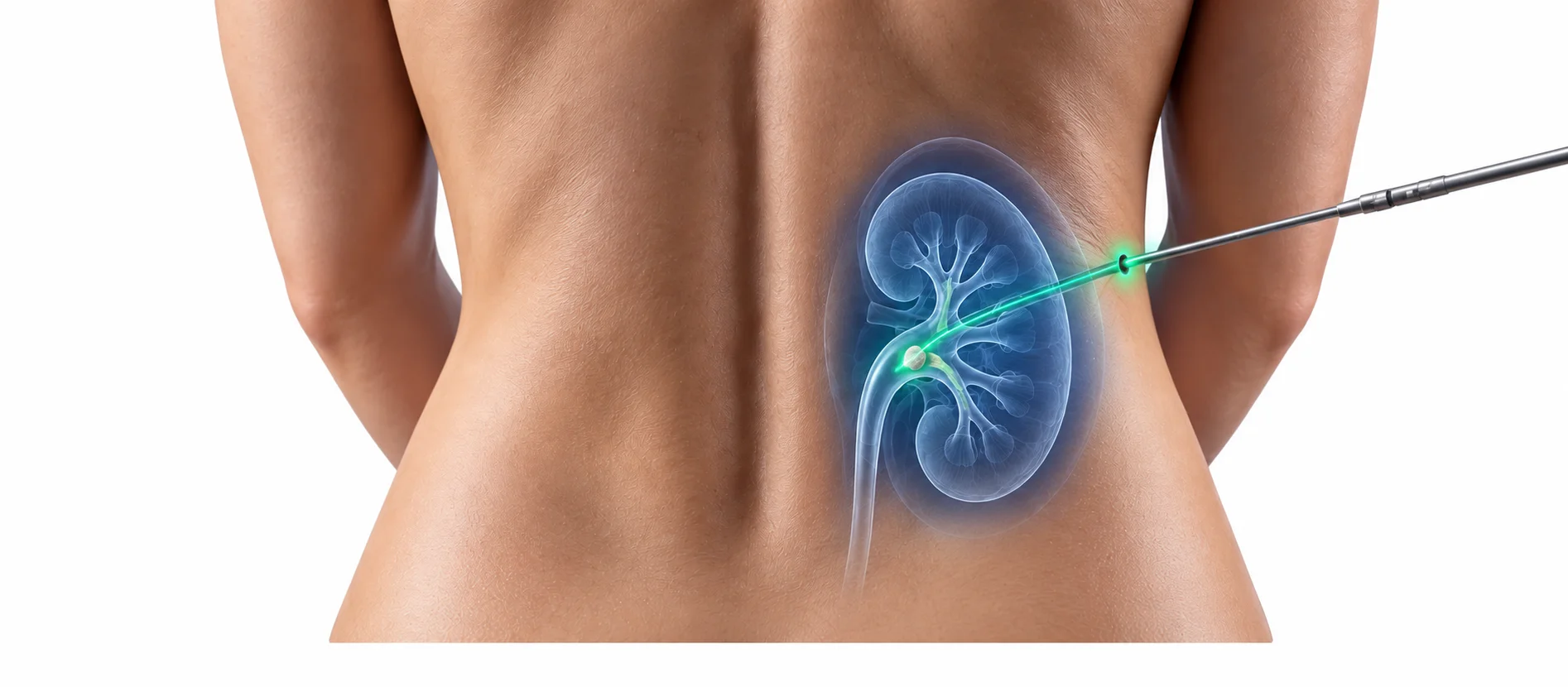 PCNL surgery cost in India illustration showing percutaneous kidney stone access and removal