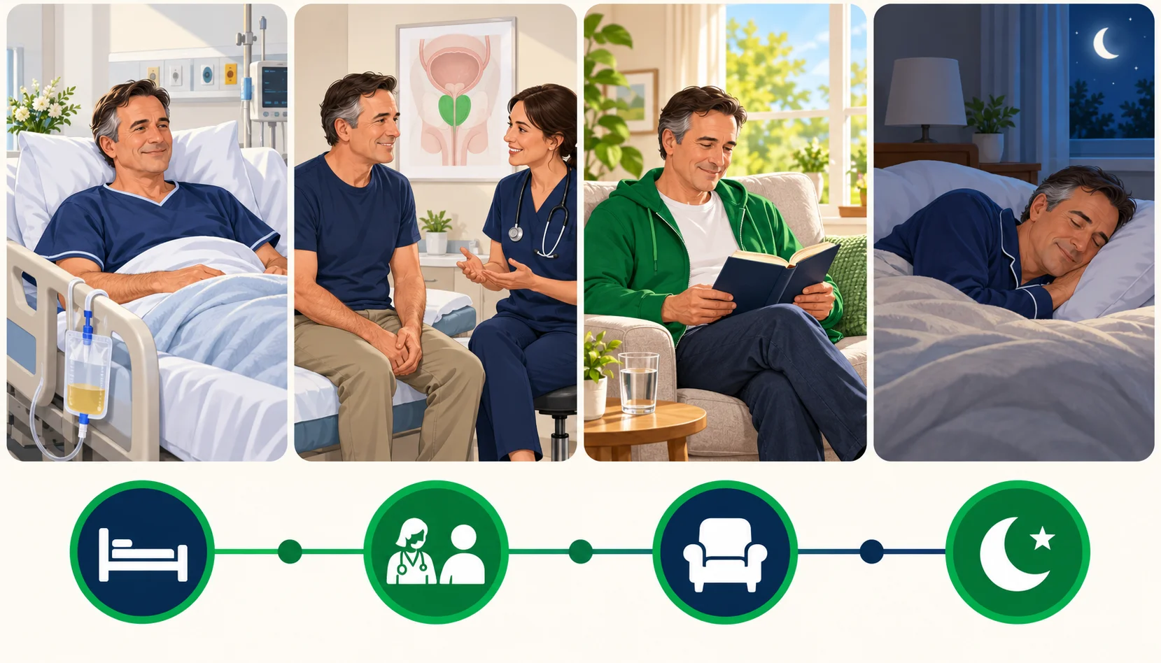 Recovery timeline after prostate surgery in India, from catheter placement to improved urinary flow